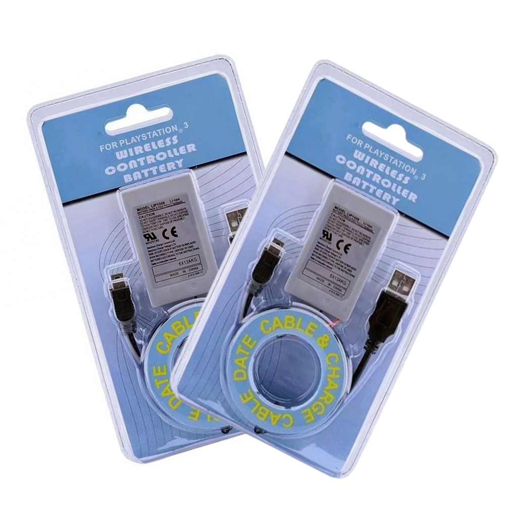 Kit 2 Bateria 1800mah Recarregável Compatível Controle Dualshock Playstation Ps3 + Cabo USB