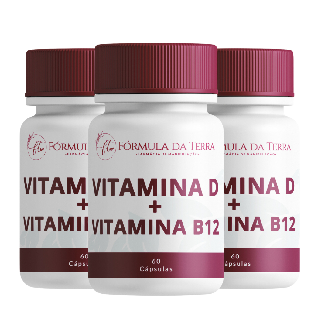 Vitamina D 5.000 Ui + Vitamina B12 1 Mg - Kit - 3 Frascos com 60 Cápsulas