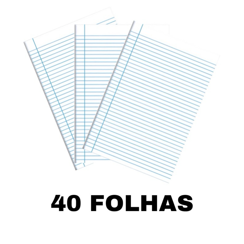 PAPEL FOLHA DE ALMAÇO COM PAUTA E MARGEM 40 FOLHAS em Oferta na Shopee