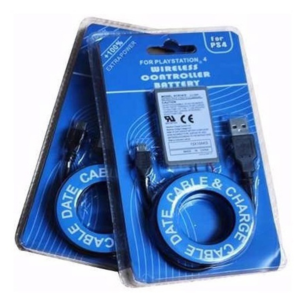 Kit 2 Baterias Recarregável Compatível Controle Dualshock Manete Ps4 Playstation + 2 Cabo Carregador