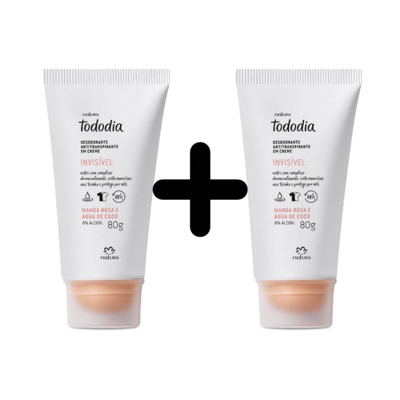 Kit C/2 Unidades de Desodorante em Creme Natura Tododia Manga Rosa e Água de Coco Val: 10/25