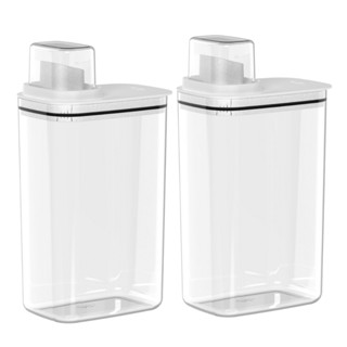 Kit 2 Dispensers Flow 2,3L Transparente Para Lavanderia Com Copo Medidor - OU