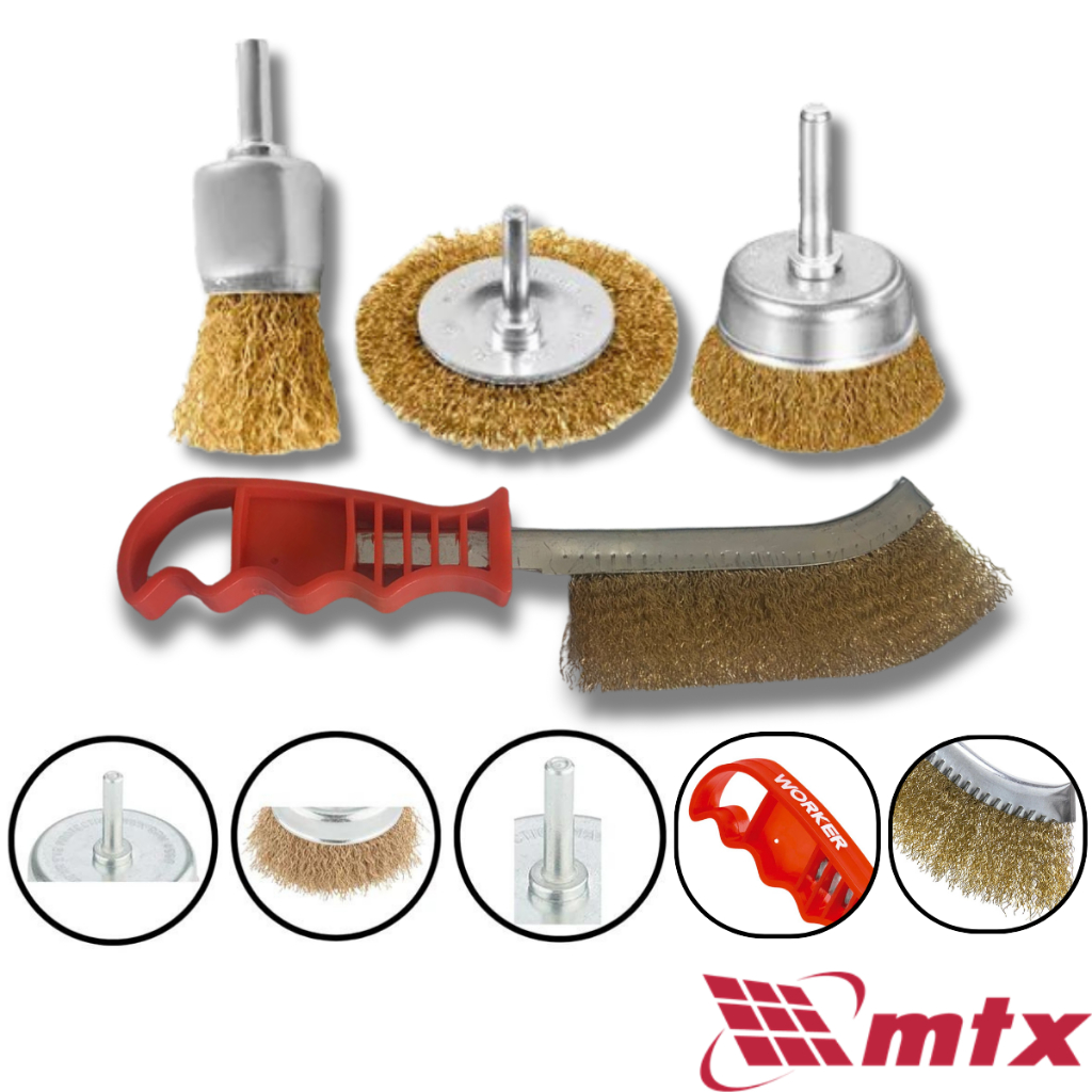 Escova de Aço Circular Jogo c/4 Pçs Escova Manual de Cabo Aco Latonado Escova Aço Furadeira Retifica