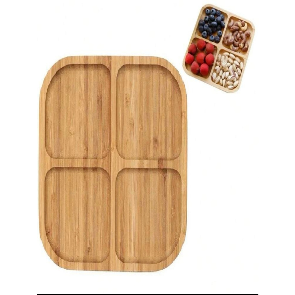 Runtoo Utilidade para Casa-Petisqueira Bandeja De Bambu Quadrado Multiuso