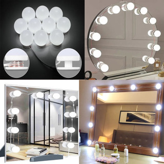 Luz De Espelho Penteadeira Camarim Maquiagem 10 Lâmpadas Led Auto Colante Led 3 Cores Usb