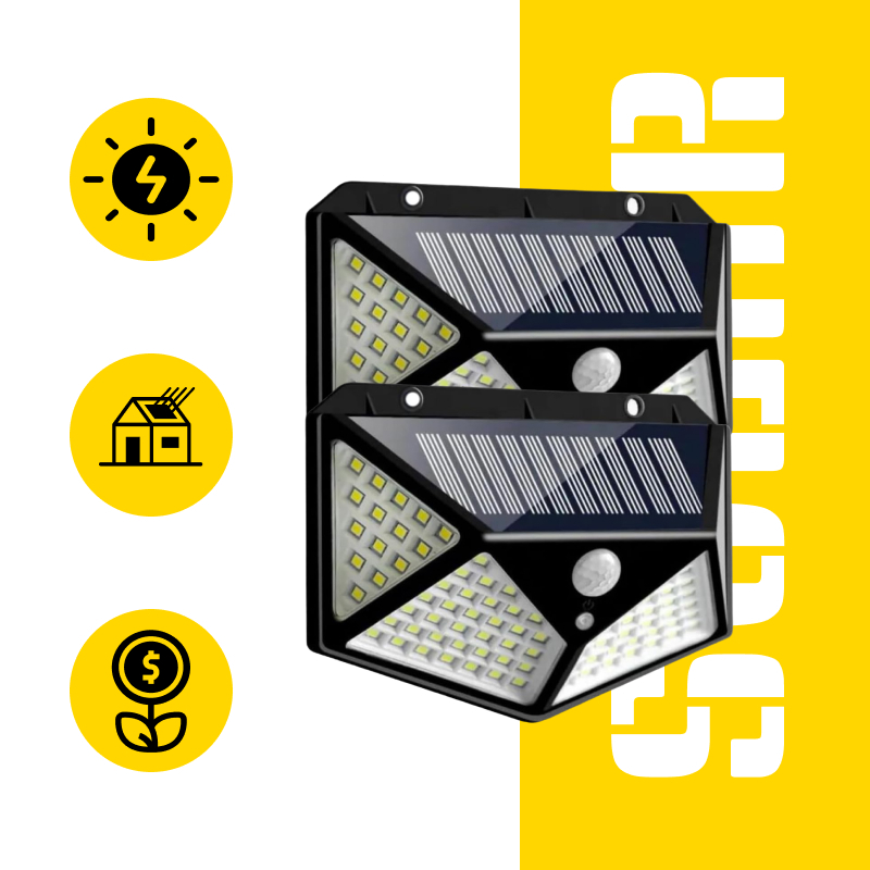 Kit 1/2 Luminárias Solar 100 Led Com Sensor Jardim Prova D'Água em Oferta na Shopee