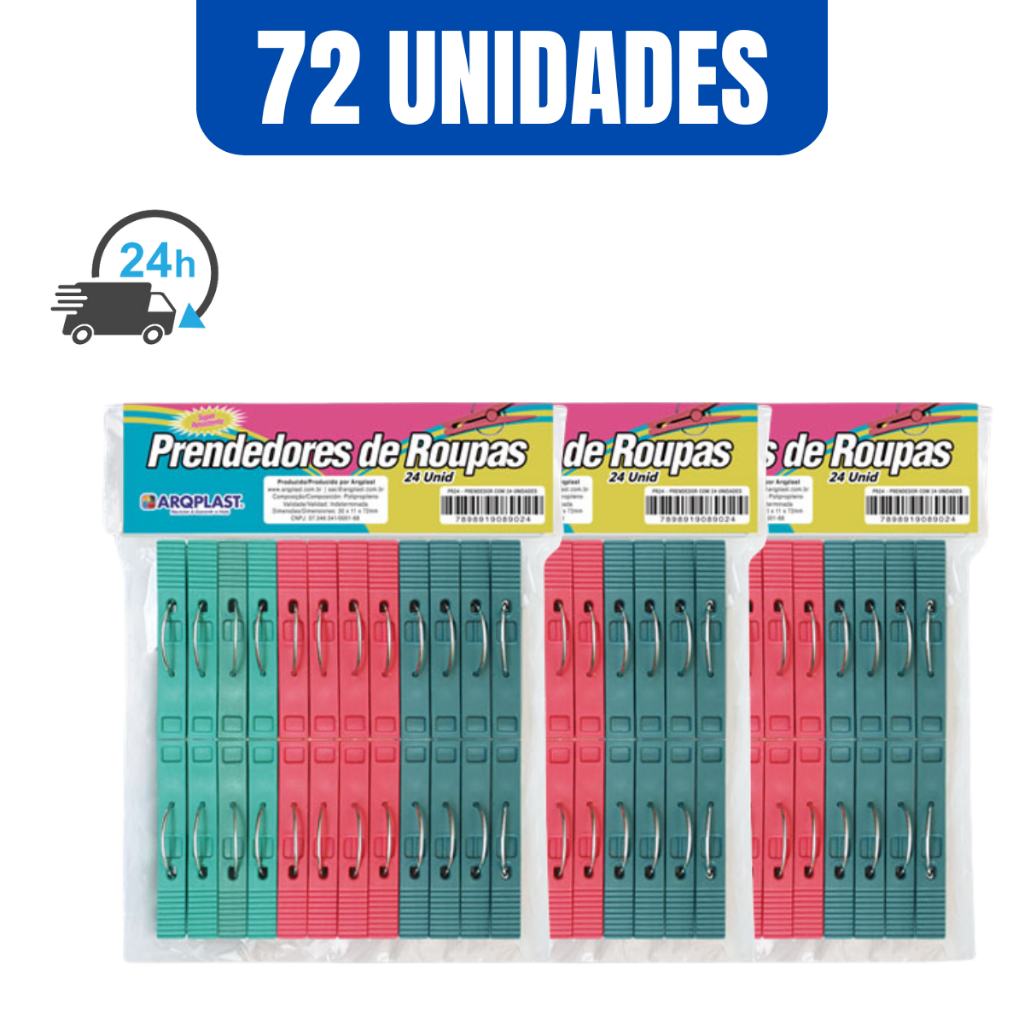 Pregador Prendedor de Roupas Kit 72 Unidades Plástico Mordida Forte Resistente em Oferta na Shopee