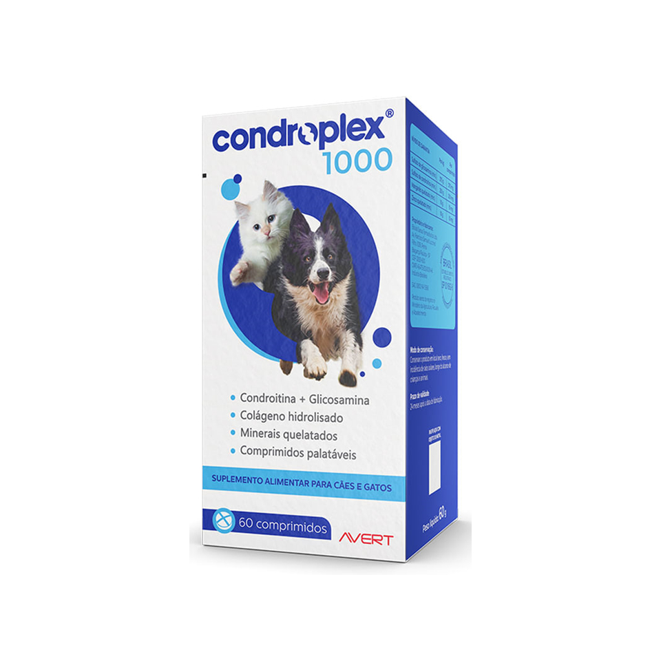 Condroplex 1000 Suplemento Cães E Gatos 60 Comprimidos Avert em Oferta na Shopee