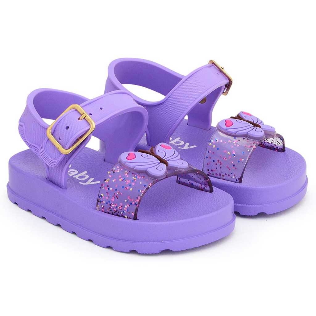 Sandália Infantil Papete Gliter Cristal Feminina Menina Bebê Macia Confortável Lançamento