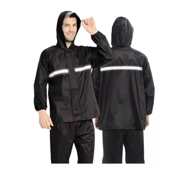 Capa De Chuva Conjunto Para Motoqueiro Jaqueta Calça Capuz Impermeavel Motoboy Pvc