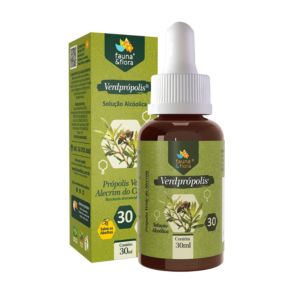 Própolis Verde Extrato Alecrim Puro 30% Natural 30ml Fauna Flora Para Imunidade Garganta Gotas Líquido Fortalece In Natura