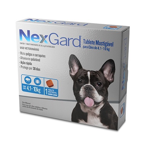 REMÉDIO CONTA PULGAS E CARRAPATOS PARA CÃES DE 4 Á 10 KG NEXGARD ORIGINAL 1 TABLETE
