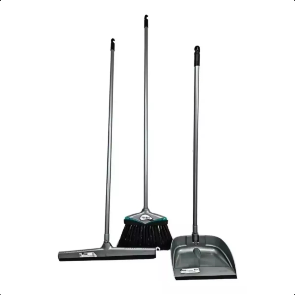 Conjunto Rodo 40cm + Vasoura E Pá Kit Com Cabo