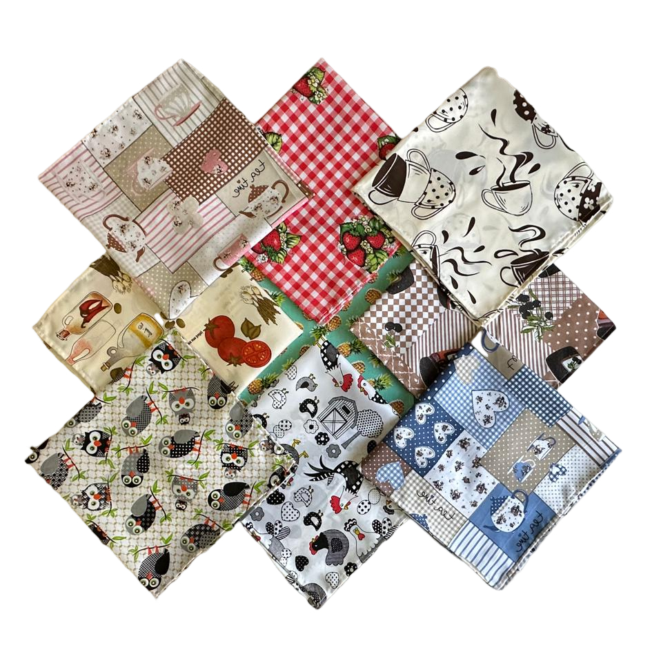 Kit Toalha de Chá 70cm x 70cm com 6 Peças