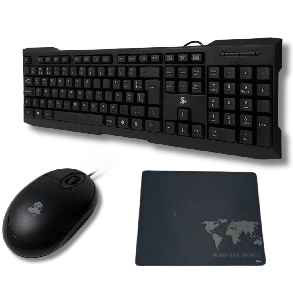 Combo Teclado Mouse Mouse Pad Com Fio Usb Preto Pc Notebook