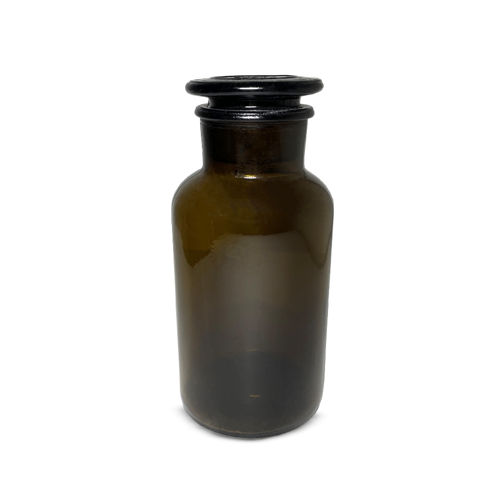 Frasco Reagente 250ml Âmbar Boca Larga C/ Rolha De Vidro