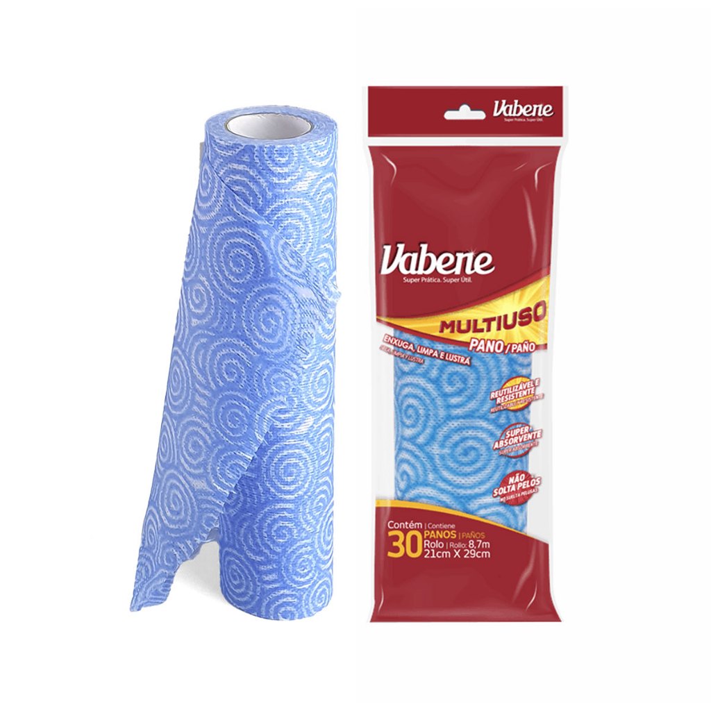 Pano Multiuso Rolo c/ 30 unidades Limpeza Casa Móveis Cozinha Perfex  Pia 29x21cm - Vabene
