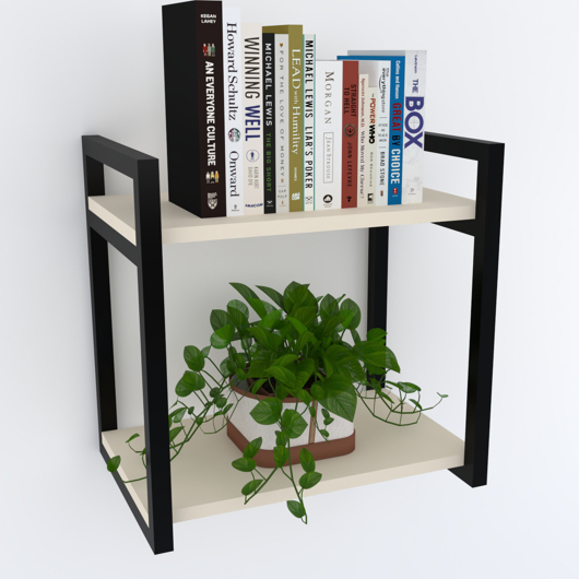 Prateleira De Madeira Nicho 40 cm Estilo Industrial Para Parede Base de Ferro Preto