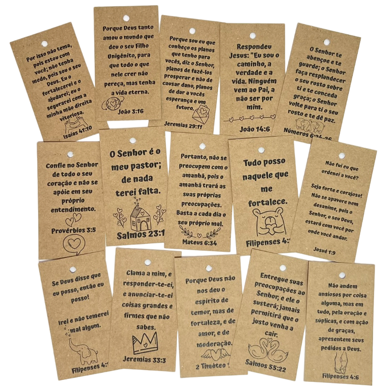 Tag's Versículos Bíblicos Kraft 180g - Sortidas - 100un - 9x5cm em Oferta na Shopee