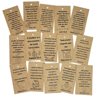 Tag's Versículos Bíblicos Kraft 180g - Sortidas - 100un - 9x5cm em Oferta na Shopee