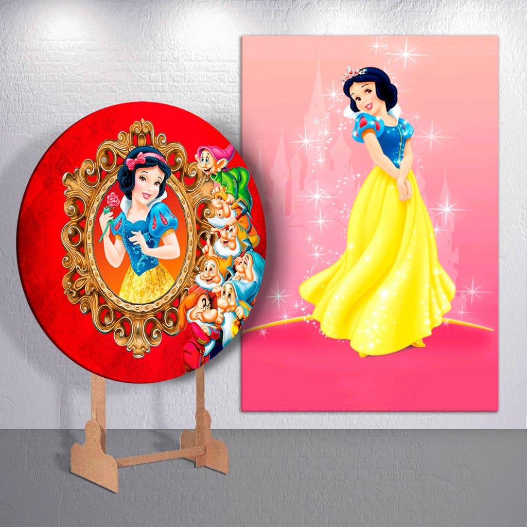 Painel de Festa Decoração Infantil Espelho Magico Princesa Capas Cilindro ou Capas Painel Sublimado