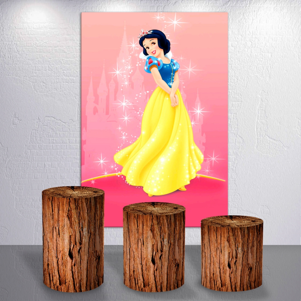 Painel de Festa Decoração Espelho Magico Princesa de Neve Capas Cilindro ou Capas Painel Sublimado