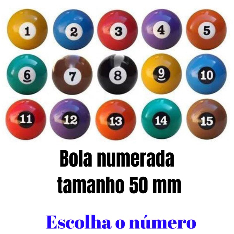 Bola Numerada Avulsa Para Sinuca/ Bilhar/ Snooker Tamanho 50 mm 1 Unidades em Oferta na Shopee
