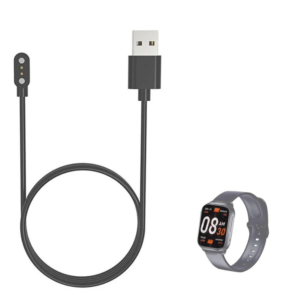 Carregador Usb Compatível Com Smartwatch QCY GS S6 Redondo magnetico Magnético