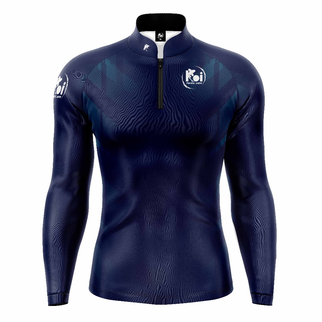 Camiseta  Pesca Basica Azul Com Proteção Uv50+