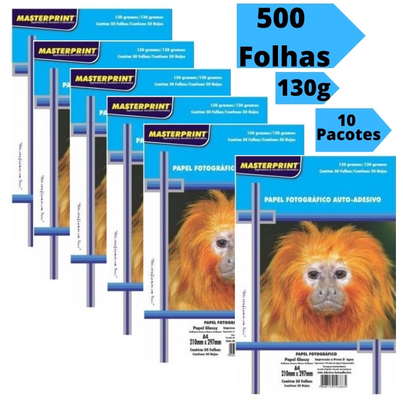 Papel Fotográfico Adesivo A4 Glossy 130g Premium Brilho MasterPrint 500 Folhas em Oferta na Shopee