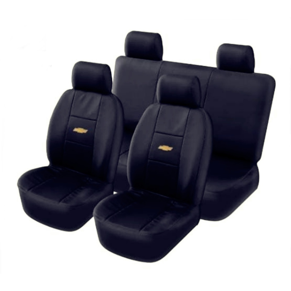Jogo Capa Banco De Carro Couro Impermeável Logo Veiculo Gm Chevrolet Onix Celta Corsa Modelo Universal