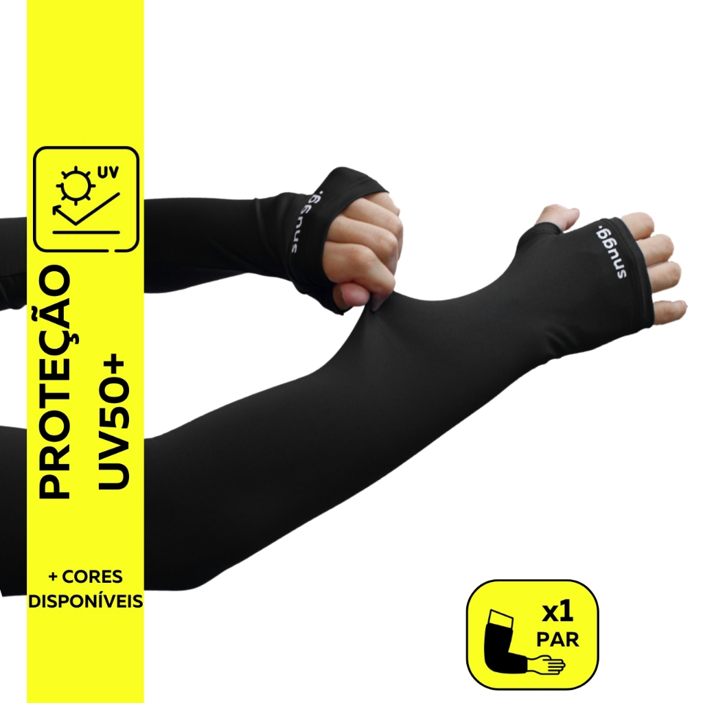 Par Manguito mangote com Dedo Proteção solar UV50+ Corrida Fitness Academia Unissex Snugg em Oferta na Shopee