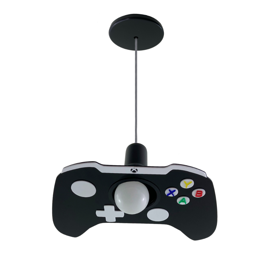 Lustre Infantil Pendente Xbox Preto Video Game Preto Console Controle Decoração Gamer Jogo Video