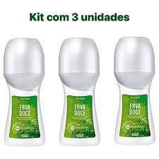 Kit com 3 Desodorantes Roll-on Erva Doce Avon 50ml