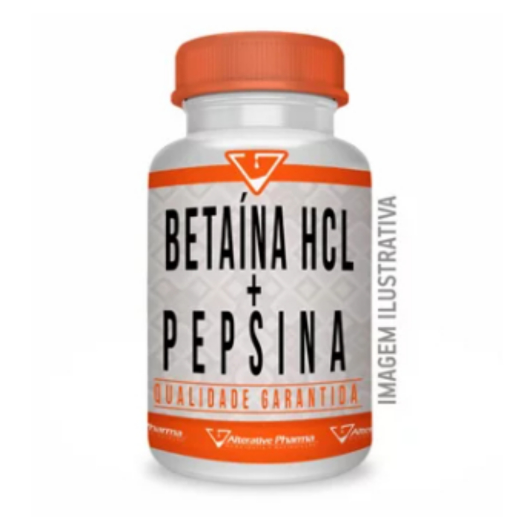 Suplemento Betaína Hcl 100mg e Pepsina 40mg 180 Cápsulas Suplemento Betaína Hcl 100mg e Pepsina 40mg 180 Cápsulas