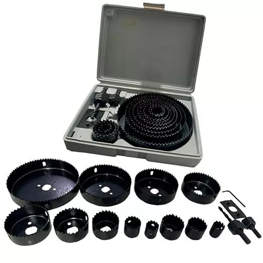 Jogo Kit Serra Copo 16 Peças 19 A 127mm P/ Madeira Gesso e Pvc + Estojo Profissional