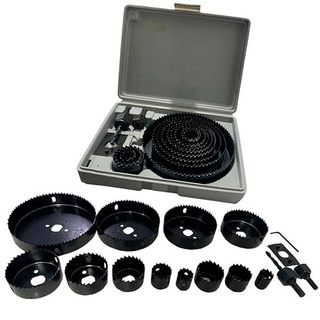 Jogo Kit Serra Copo 16 Peças 19 A 127mm P/ Madeira Gesso e Pvc + Estojo Profissional
