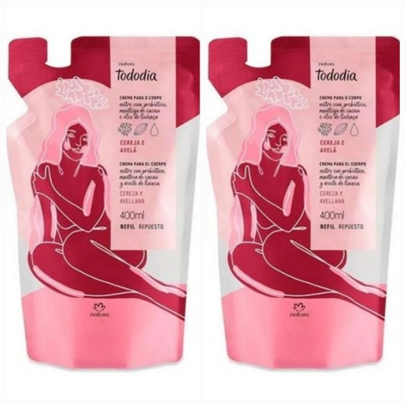 2 Refil hidratante Cereja e Avelã 400ml - Natura Tododia