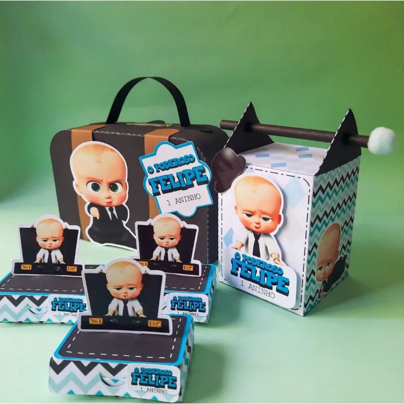 Kit personalizado O poderoso chefinho para lembrancinha de aniversário infantil.