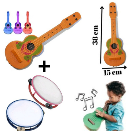 Violão brinquedo + pandeiro 1 unidade de cada. em Oferta na Shopee