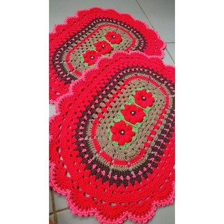 TAPETE PARA SALA, TAPETE PARA COZINHA, TAPETE PARA QUARTO,TAPETE PARA BANHEIRO  tapetes modelo 3 flores em crochê