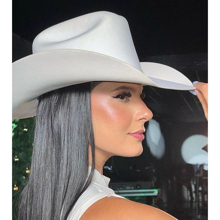 Chapéu Country Americano Branco Boiadeira Estilo Ana Castela Rodeio Festa em Oferta na Shopee