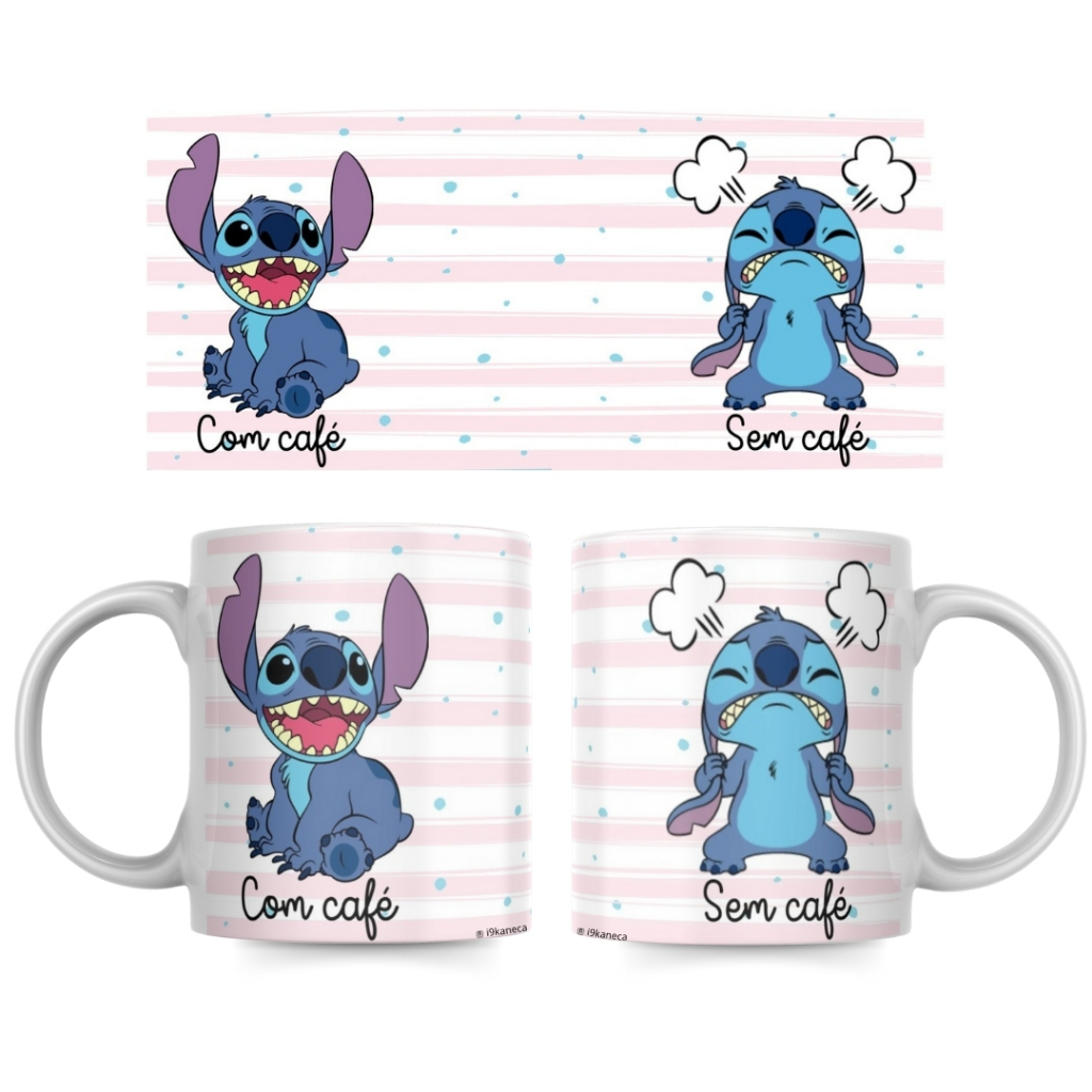 Caneca Personalizada do Stitch VÁRIOS MODELOS OFERTA POR 24 HORAS de Porcelana do Dia dos Namorados - Stitch e Angel Eu te amo