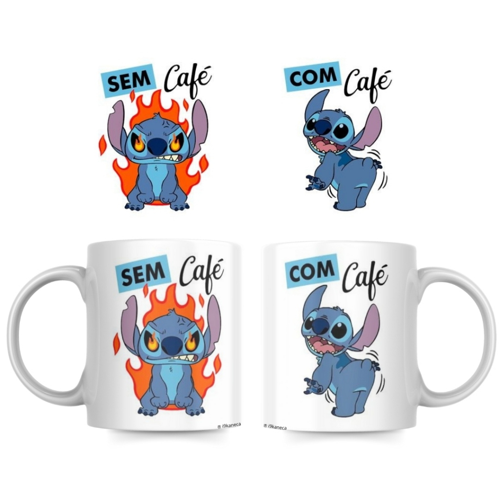 Caneca Personalizada do Stitch VÁRIOS MODELOS OFERTA POR 24 HORAS de Porcelana do Dia dos Namorados - Stitch e Angel Eu te amo