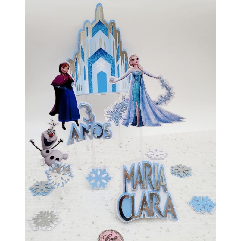 Topo de Bolo Frozen Luxo placa de bolo frozen topper de bolo personalizados frozen