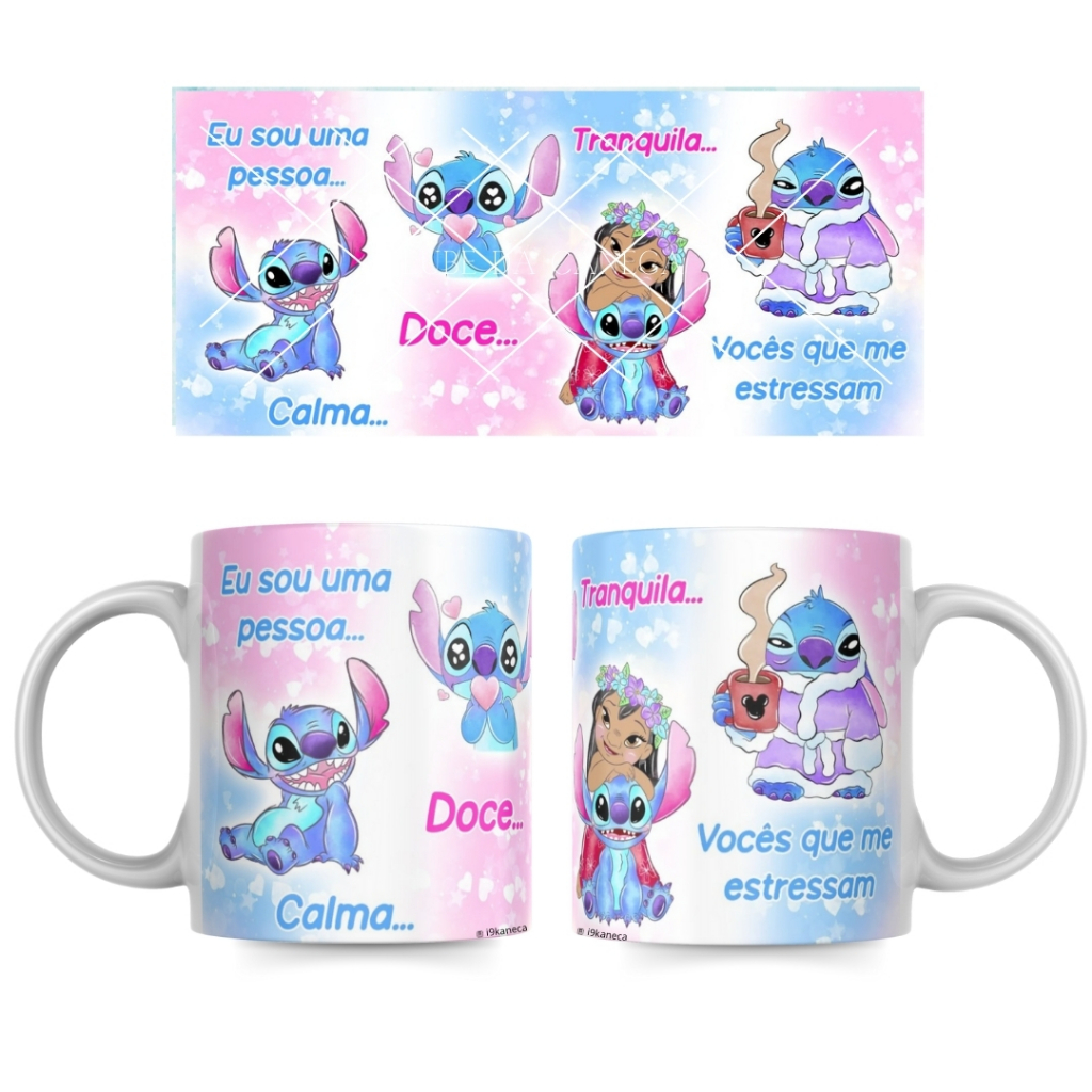 Caneca Personalizada do Stitch VÁRIOS MODELOS OFERTA  de Porcelana do Dia dos Namorados - Stitch e Angel Eu te amo