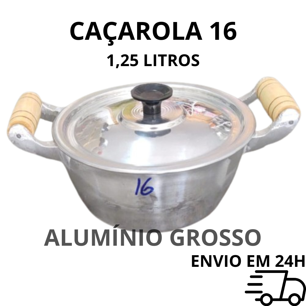 Panela Caçarola Aluminio Fundido Batido Pequena Grossa Polido nº16 1,25L