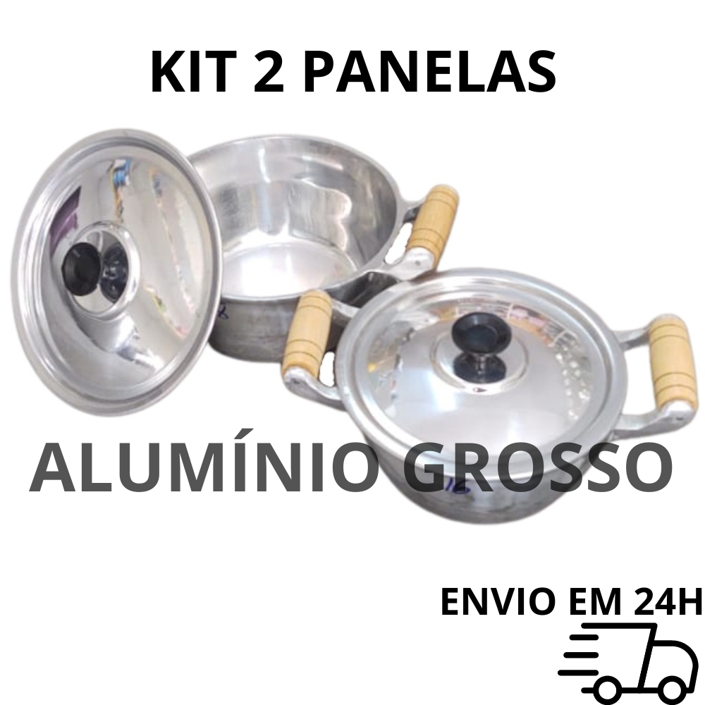 Kit 2 Panelas Caçarolas Pequenas de Alumínio Batido Fundido Grosso 16,18