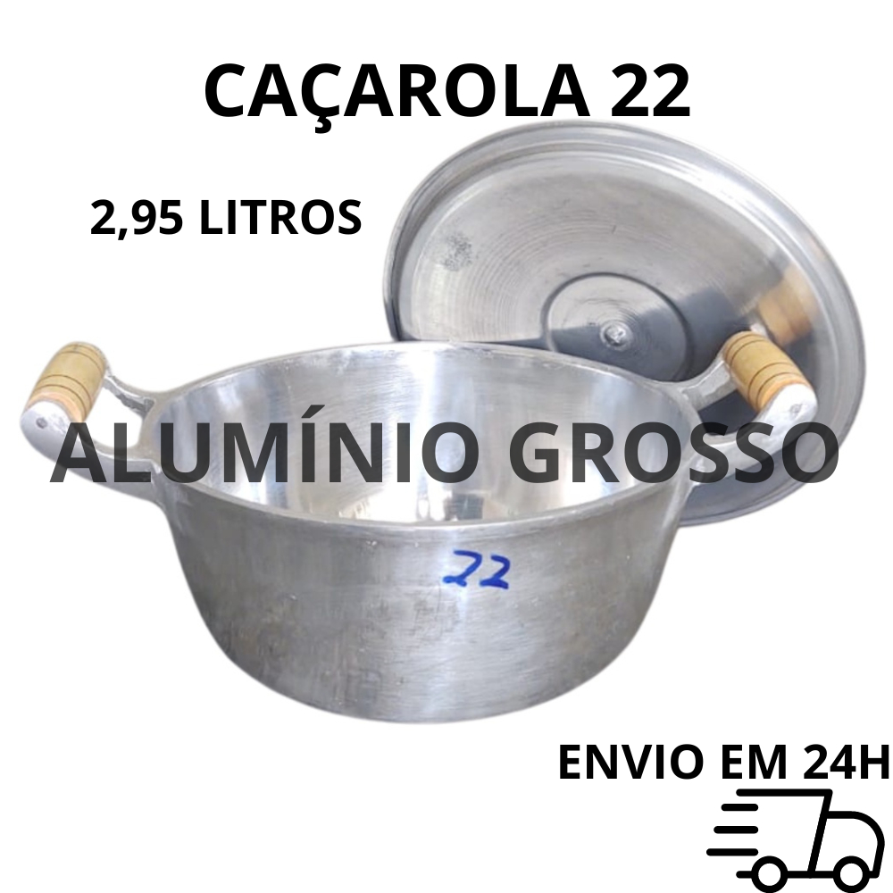 Panela Caçarola 22 Alumínio Fundido Batido Grosso Arroz 2,95L