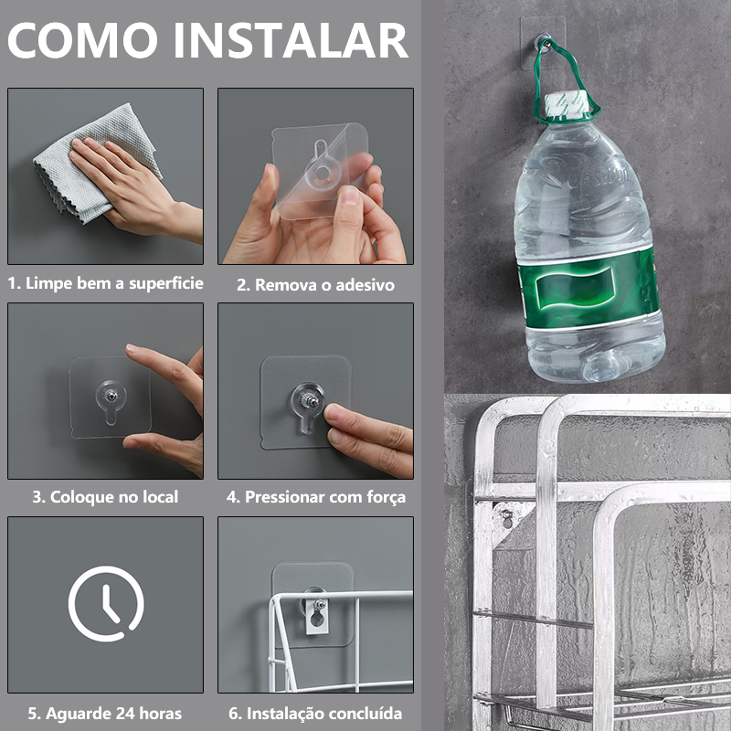 10 Pcs Gancho Inclugico Sem Unhas Transparente Pegajoso Pesado Gancho De Parede Ganchos para mural